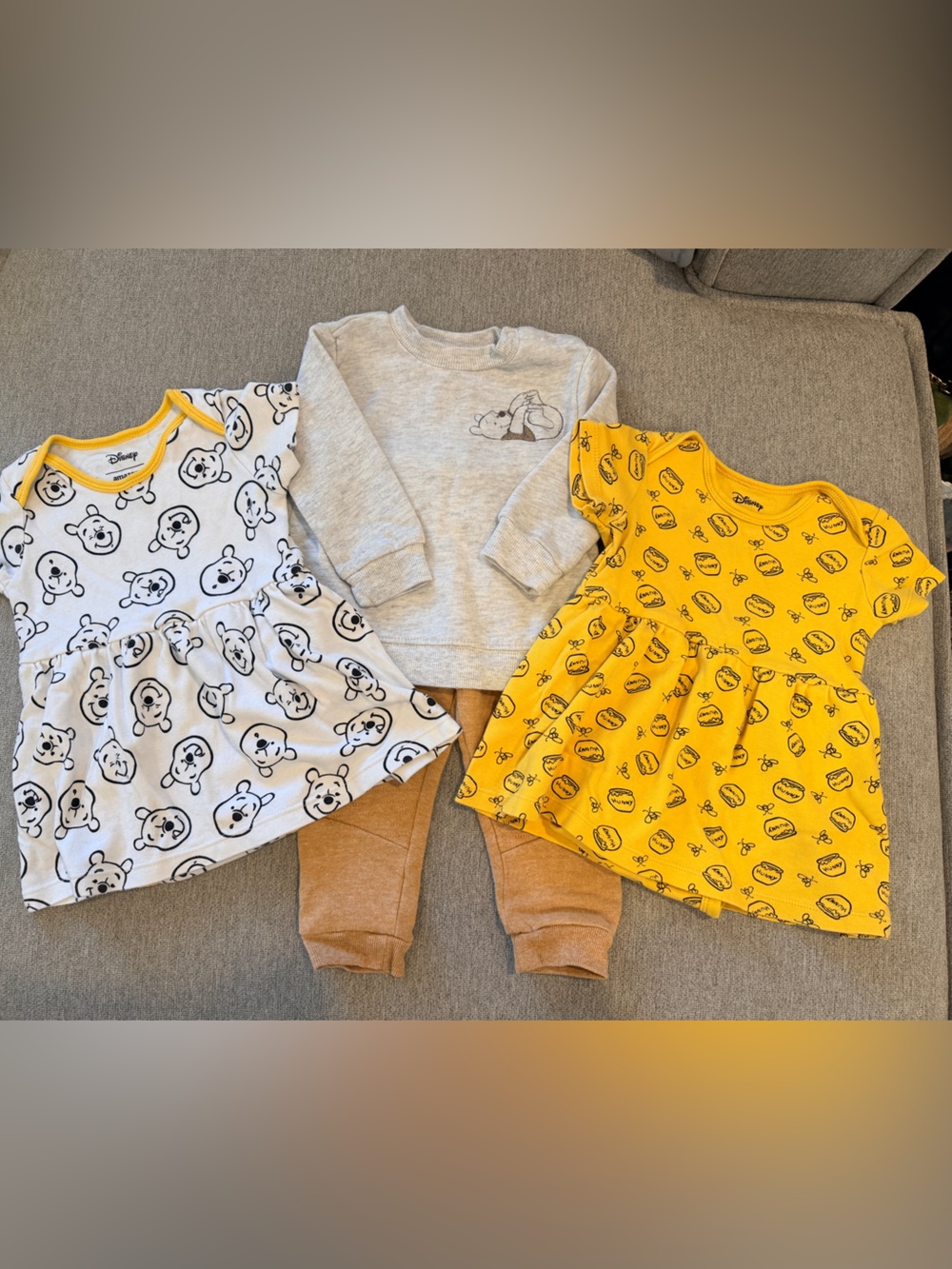 Disney Winnie the Pooh girls 18 mth lot featuring two dress bubbles & sweatsuit